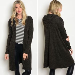 Long hooded open front cardigan- brand new!